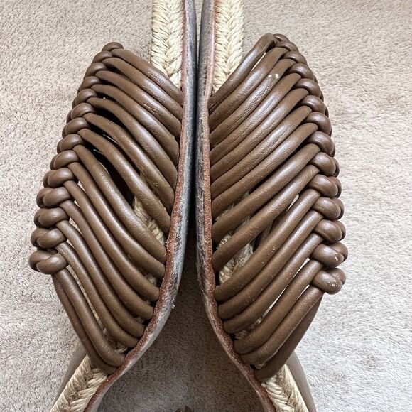 Paloma Barcelo Brown Leather Knot Straps Jute Heel Sandal Women EU 37 US 6.5 - Picture 6 of 16